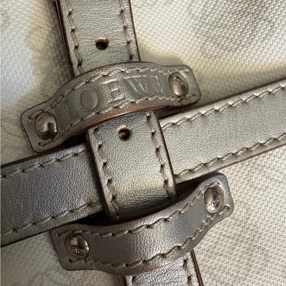 Auth LOEWE Anagram - Silver and Light gray White PVC Leather Women's Tote Bag - Picture 2 of 11